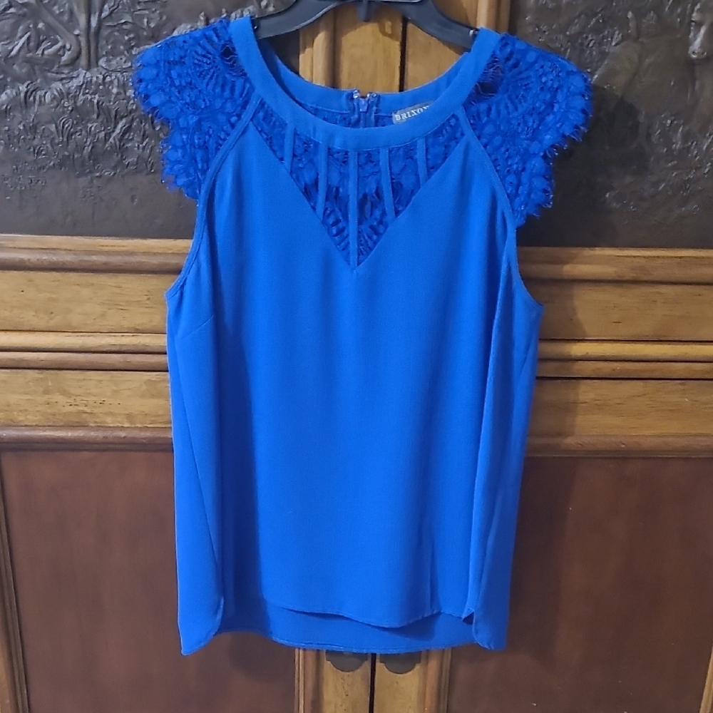 Blue Lace Sleeve Women's Top